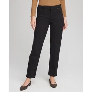 Chico’s Girlfriend Straight Ankle Jeans Black Womens 0.5 (US 6) Classic Preppy
